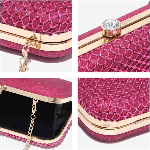 Sparkling Evening Bag with Crystal Clasp for Formal Prom Party Wedding for women - Picture 6 of 6